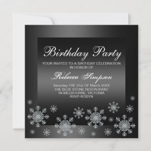 Elegante Invitación de cumpleaños de plata de niev