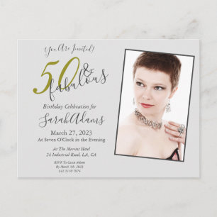 Elegante Invitación de Cumpleaños Dorado 50 y Fabu