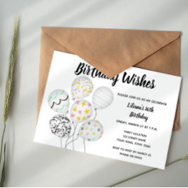 Elegante invitación de cumpleaños en globo