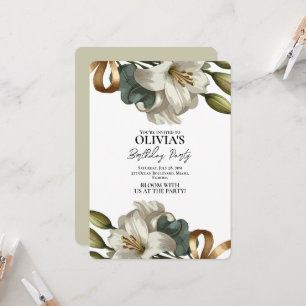 Elegante invitación de cumpleaños florida de lirio