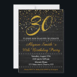 Elegante invitación de cumpleaños Invitación de un<br><div class="desc">¡30.ª invitación a la fiesta de cumpleaños por treinta años! Elegante invitación de cumpleaños, invitación de adultos, fiesta de mujeres adultas, fiesta de aniversario de Dama. Invite a sus amigos con esta sencilla y moderna invitación temática de madera negra y estrellas doradas. ¡Siéntase libre de contactarme para personalización si fuera...</div>