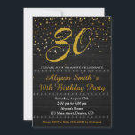 Elegante invitación de cumpleaños Invitación de un<br><div class="desc">¡30.ª invitación a la fiesta de cumpleaños por treinta años! Elegante invitación de cumpleaños, invitación de adultos, fiesta de mujeres adultas, fiesta de aniversario de Dama. Invite a sus amigos con esta sencilla y moderna invitación temática de madera negra y estrellas doradas. ¡Siéntase libre de contactarme para personalización si fuera...</div>