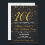 Elegante invitación de cumpleaños Invitación de un<br><div class="desc">100.ª invitación para la fiesta de cumpleaños. Elegante invitación de cumpleaños, invitación de adultos, fiesta de mujeres adultas, fiesta de aniversario de Dama. Invite a sus amigos con esta sencilla y moderna invitación temática de madera negra y estrellas doradas. ¡Siéntase libre de contactarme para personalización si fuera necesario! Simplemente edite...</div>