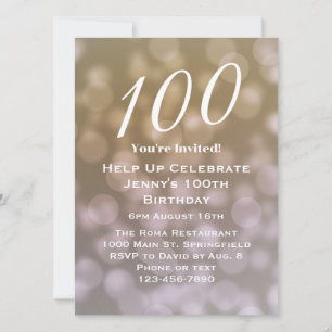 Elegante invitación de cumpleaños número 100 para 