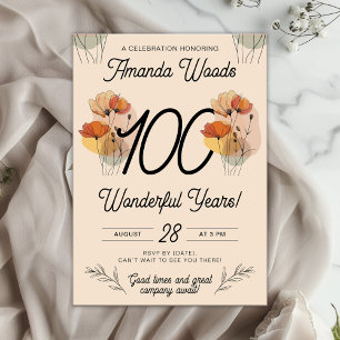 Elegante Invitación de cumpleaños número 100. Vint
