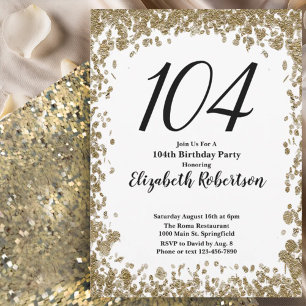 Elegante invitación de cumpleaños número 104 para 