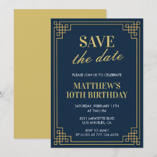 Elegante invitación de cumpleaños número 10 para h