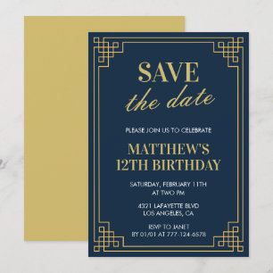 Elegante invitación de cumpleaños número 12 Niño S
