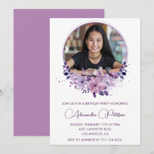 Elegante invitación de cumpleaños número 13 con fo