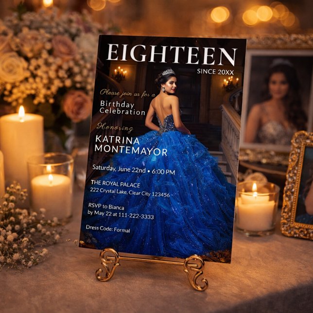 Elegante Invitación de Cumpleaños número 18 Debut (Beautiful debut invitation displayed with candles and a timeless elegant feel)