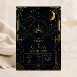 Elegante invitación de cumpleaños número 25 de Leo