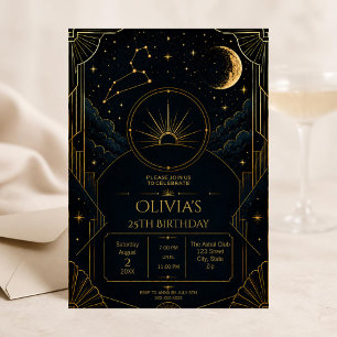 Elegante invitación de cumpleaños número 25 de Leo