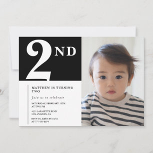 Elegante invitación de cumpleaños número 2 Niño Ne