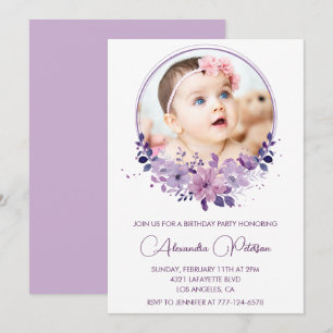 Elegante invitación de cumpleaños número 3 con fot