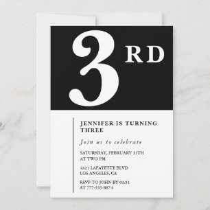 Elegante invitación de cumpleaños número 3 para ni