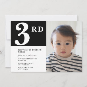 Elegante invitación de cumpleaños número 3 para ni