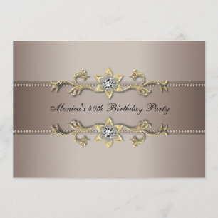 Elegante Invitación de cumpleaños número 40 beige 
