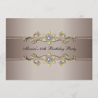 Elegante Invitación de cumpleaños número 40 beige 