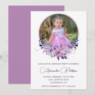 Elegante invitación de cumpleaños número 4 con fot