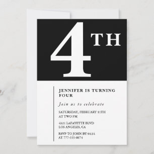 Elegante invitación de cumpleaños número 4 para ni