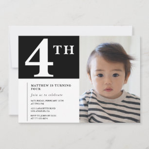 Elegante invitación de cumpleaños número 4 para ni
