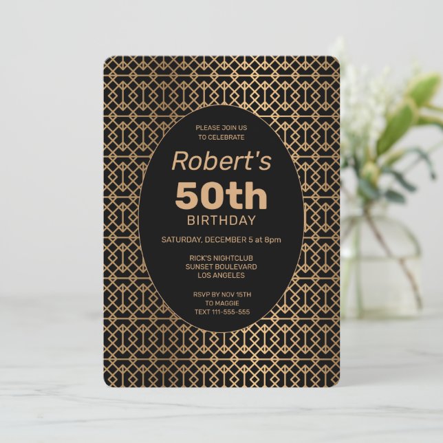 Elegante Invitación de cumpleaños número 50 del En (Anverso de pie)