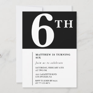 Elegante invitación de cumpleaños número 6 Chico N