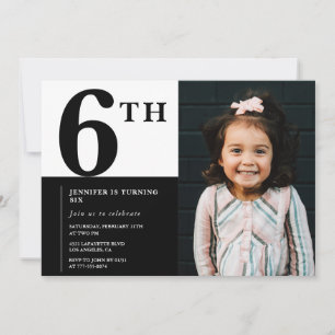 Elegante invitación de cumpleaños número 6 para ni