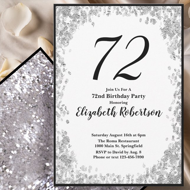 Elegante invitación de cumpleaños número 72 para e (Subido por el creador)