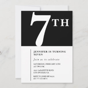 Elegante invitación de cumpleaños número 7 para ni