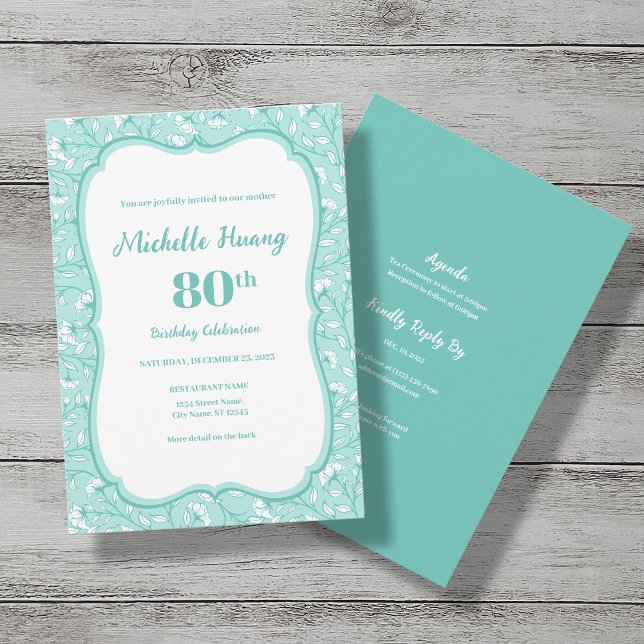 Elegante Invitación de cumpleaños número 80 (Subido por el creador)