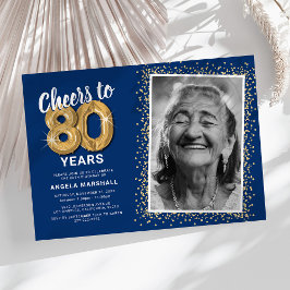 Elegante invitación de cumpleaños número 80 con fo
