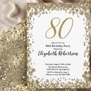 Elegante invitación de cumpleaños número 80 para e
