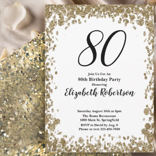 Elegante invitación de cumpleaños número 80 para e
