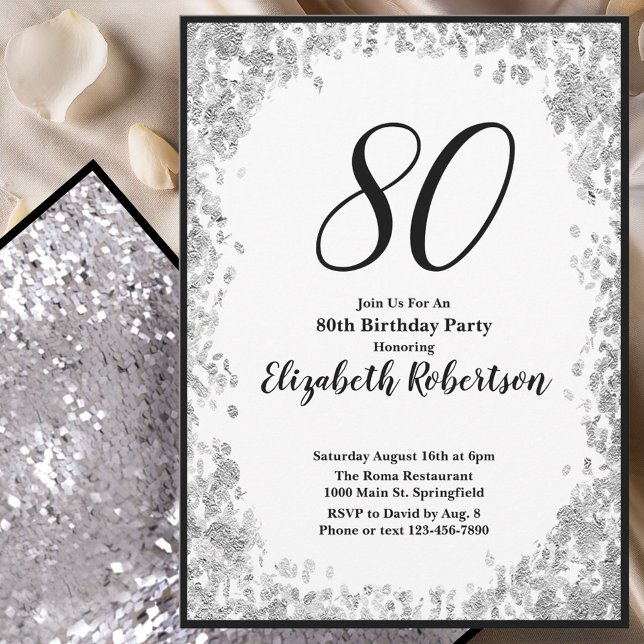 Elegante invitación de cumpleaños número 80 para e (Subido por el creador)