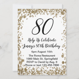 Elegante invitación de cumpleaños número 80 para e