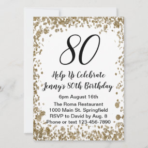 Elegante invitación de cumpleaños número 80 para e