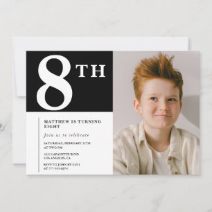 Elegante invitación de cumpleaños número 8 para ni
