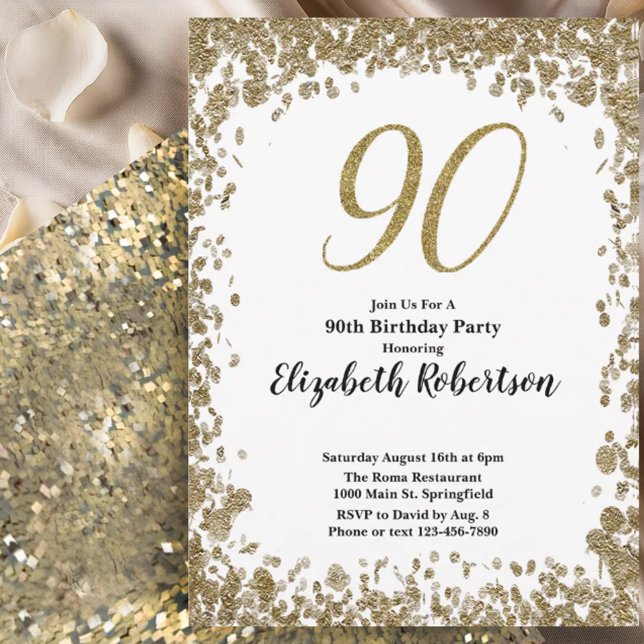 Elegante invitación de cumpleaños número 90 para e (Subido por el creador)
