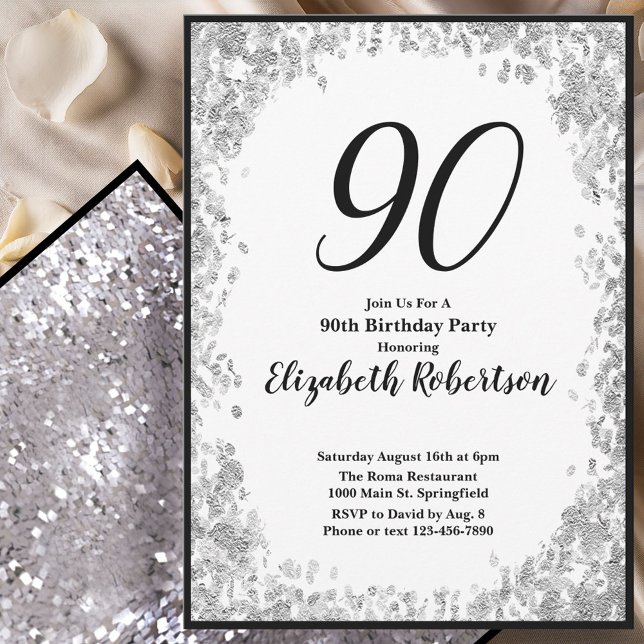 Elegante invitación de cumpleaños número 90 para e (Subido por el creador)