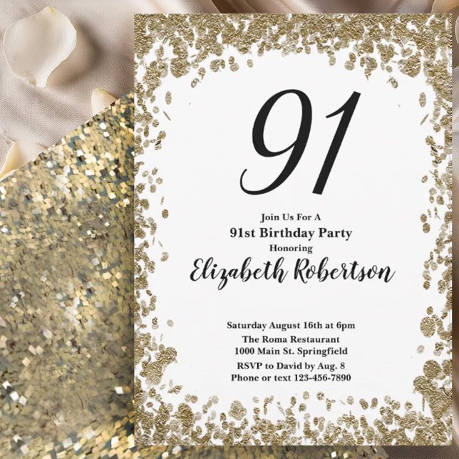 Elegante invitación de cumpleaños número 91 para e (Subido por el creador)