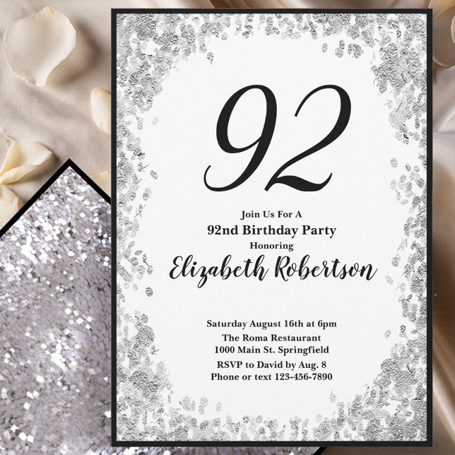 Elegante invitación de cumpleaños número 92 para e (Subido por el creador)