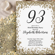 Elegante invitación de cumpleaños número 93 para e