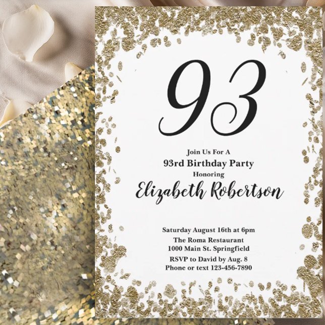 Elegante invitación de cumpleaños número 93 para e (Subido por el creador)