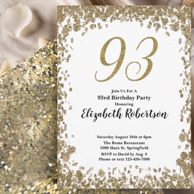 Elegante invitación de cumpleaños número 93 para e (Subido por el creador)