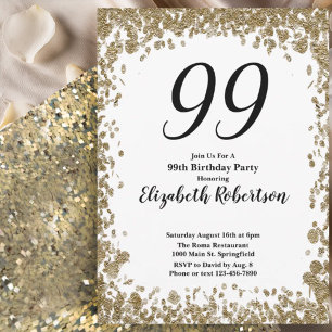 Elegante invitación de cumpleaños número 99 para e