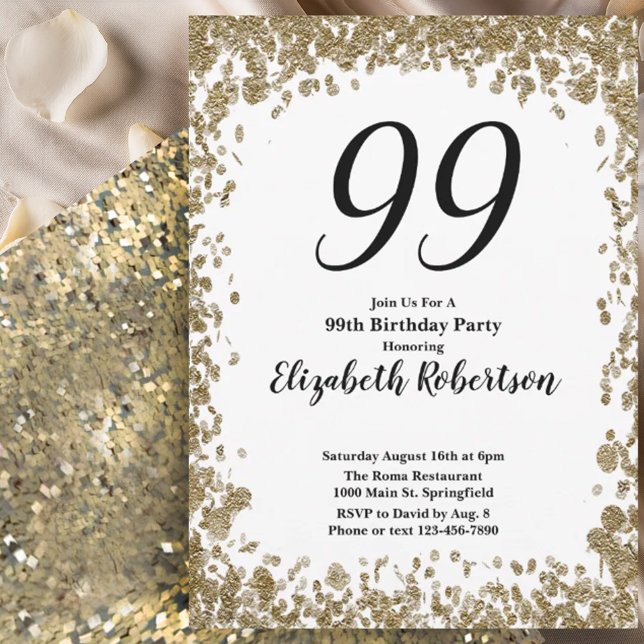 Elegante invitación de cumpleaños número 99 para e (Subido por el creador)