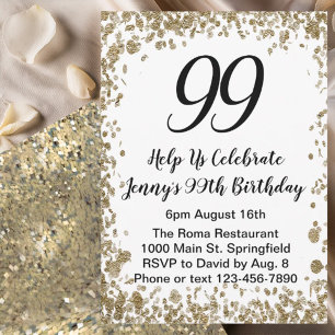 Elegante Invitación de Cumpleaños número 99 para E