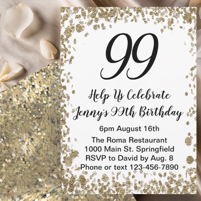 Elegante Invitación de Cumpleaños número 99 para E (Subido por el creador)