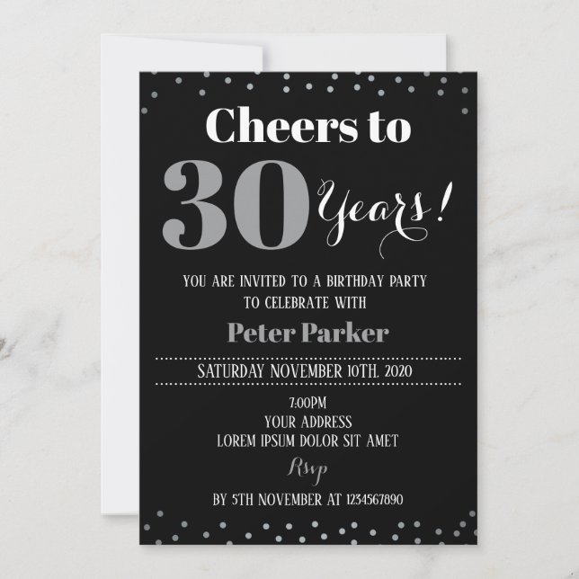 Elegante invitación de cumpleaños para adultos (Anverso)